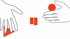 Grafika przedstawiająca dwie dłonie oraz czerwone przyciski - play, stop, pauza