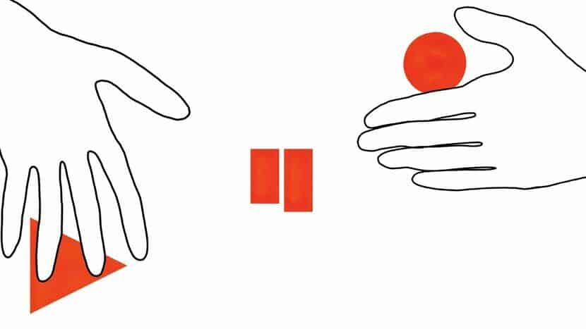 Grafika przedstawiająca dwie dłonie oraz czerwone przyciski - play, stop, pauza