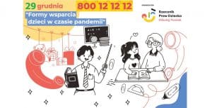 Plakat promujący konferencję "Formy wsparcia dzieci w czasie pandemii"