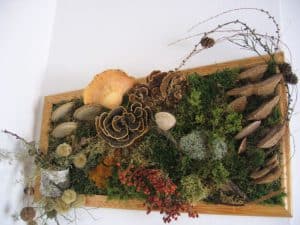 Wypukły obraz z elementów leśnych.