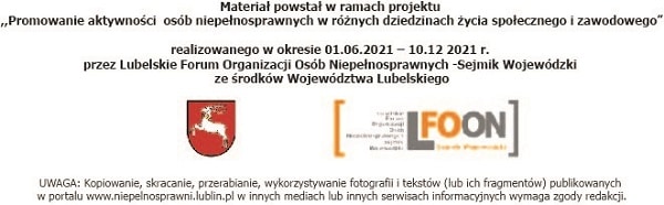Stopa informująca o tym, że powyższy artykuł powstał w ramach projektu " Promowanie aktywności ON w różnych dziedzinach życia społecznego i zawodowego"