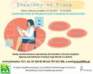 Plakat promujący projekt Stawiamy na Pracę