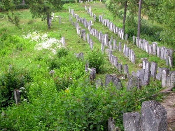 Stary cmentarz żydowski widok ze skarpy.