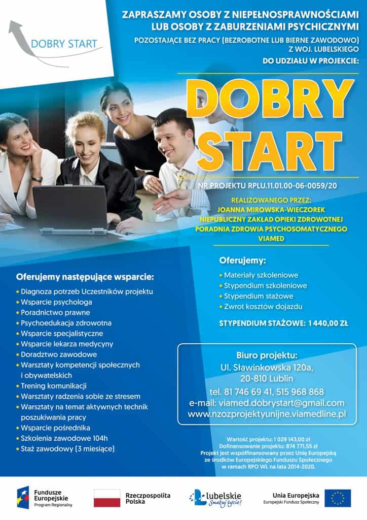 Plakat promujący projekt "Dobry Start"
