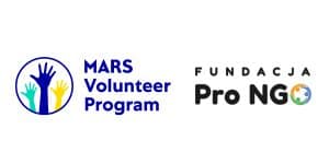 Baner z Logami Mars Volunteer Program oraz Fundacją Pro NGO