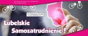 Baner z napisem: Lubelskie Samozatrudnienie!