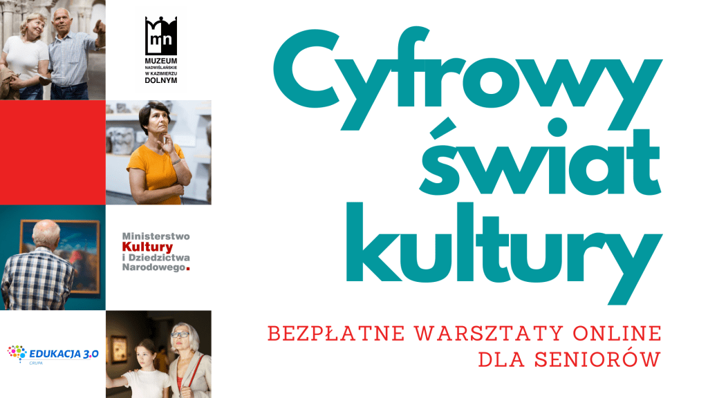 Baner promujący warsztaty dla seniorów: Cyfrowy świat kultury