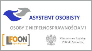 Logotypy: Asystent Osobisty Osób z Niepełnosprawnościami, LFOON-SW, Ministerstwo Rodziny i Polityki Społecznej