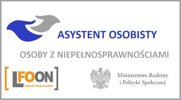 Logotypy: Asystent Osobisty Osób z Niepełnosprawnościami, LFOON-SW, Ministerstwo Rodziny i Polityki Społecznej