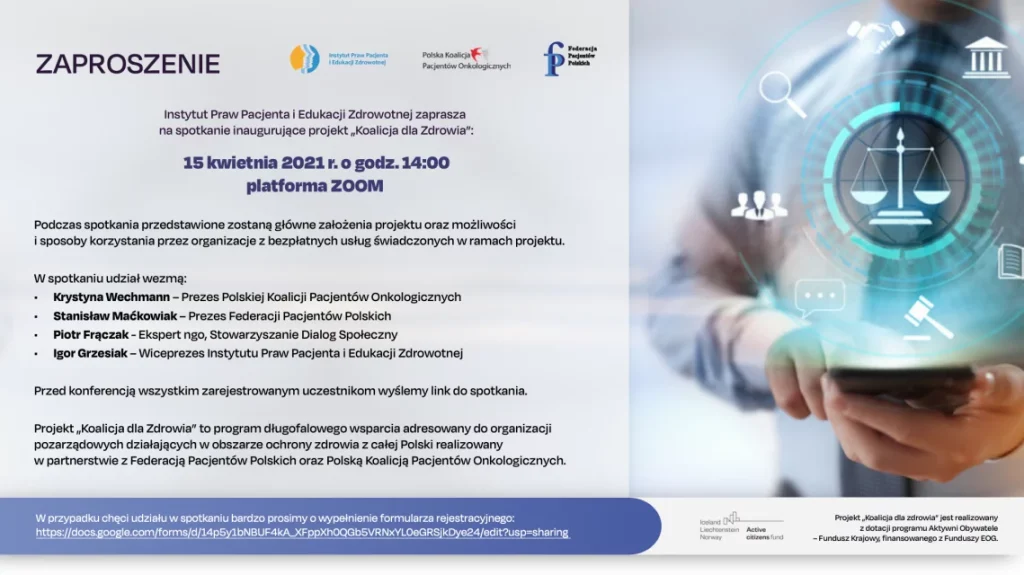 Plakat promocyjny - zaproszenie na konferencje "Koalicja dla zdrowia"