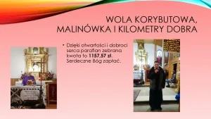 Wola Korybutowa, Malinówka i „Kilometry Dobra”. Dzięki otwartości i dobrości serca parafian zebrana kwota to 1157,57 zł. Serdeczne Bóg zapłać.