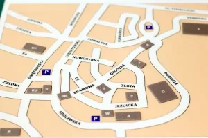 Mapa Lublina stworzona za pomocą tyflografiki.