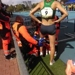 Zawodniczka z Białorusi wraz z lekarzem.