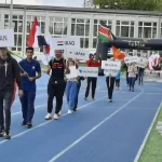 Zawodnicy w czasie otwarcia olimpiady.