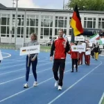 Zawodnicy w czasie otwarcia olimpiady.