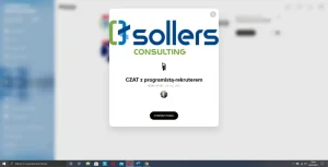 Screen ekranu z okienkiem Sollers consulting- czat z programistą rekruterem.