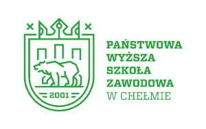 Logo z napisem: Państwowa Wyższa Szkoła Zawodowa w Chełmie