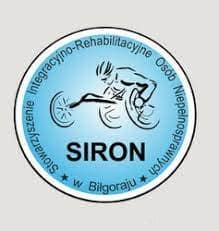 Logo z napisem: Stowarzyszenie Integracyjno - Rehabilitacyjne Osób Niepełnosprawnych w Biłgoraju "SIRON".