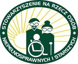 Logo z napisem: Stowarzyszenie na Rzecz Osób Niepełnosprawnych i Starszych.