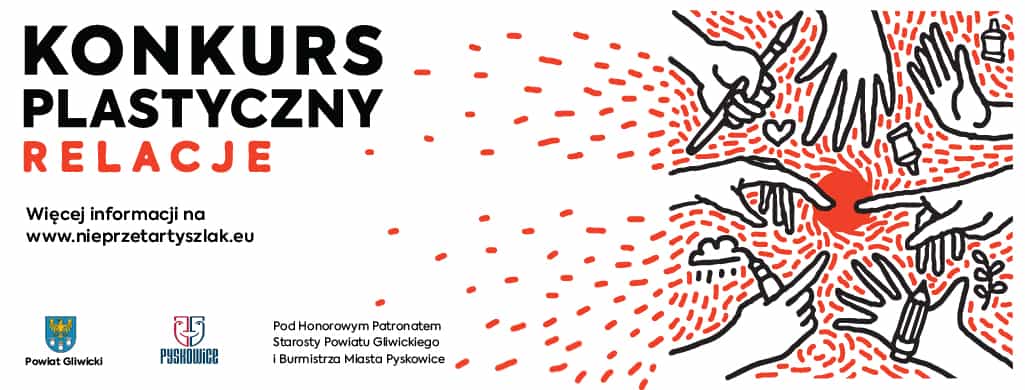 Baner promocyjny z grafiką przedstawiające dłonie wokół czerwonego punktu