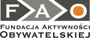Logo FAO Fundacji Aktywności Obywatelskiej. W prawym górnym rogu znak wodny Lublina Miasta Inspiracji