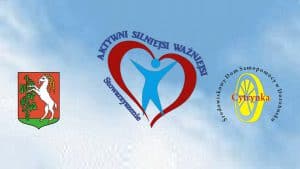 Na tle nieba herb Lublina oraz logotypy Stowarzyszenia AKTYWNI SILNIEJSI WAŻNIEJSI oraz Środowiskowego Domu Samopomocy „Cytrynka”