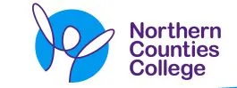 Logo Northern Counties Collage. Po prawej stronie od napisów grafika człowieka na niebieskim tle.
