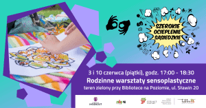 Baner promujący rodzinne warsztaty sensoplastyczne