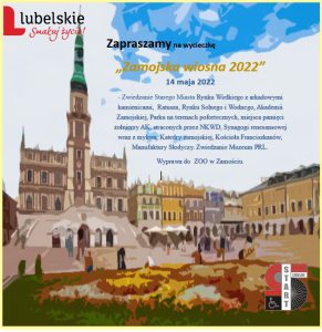 Plakat promujący wycieczkę Zamojska wiosna 2022a