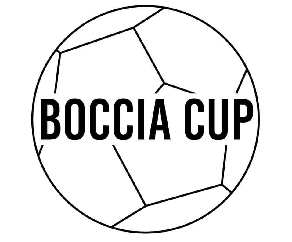Rysunek piłki do boccia. Na środku napis BOCCIA CUP