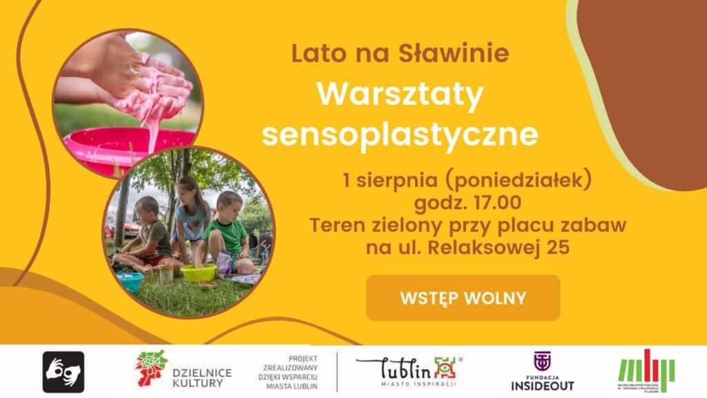 Plakat promujący warsztaty sensoplastyczne