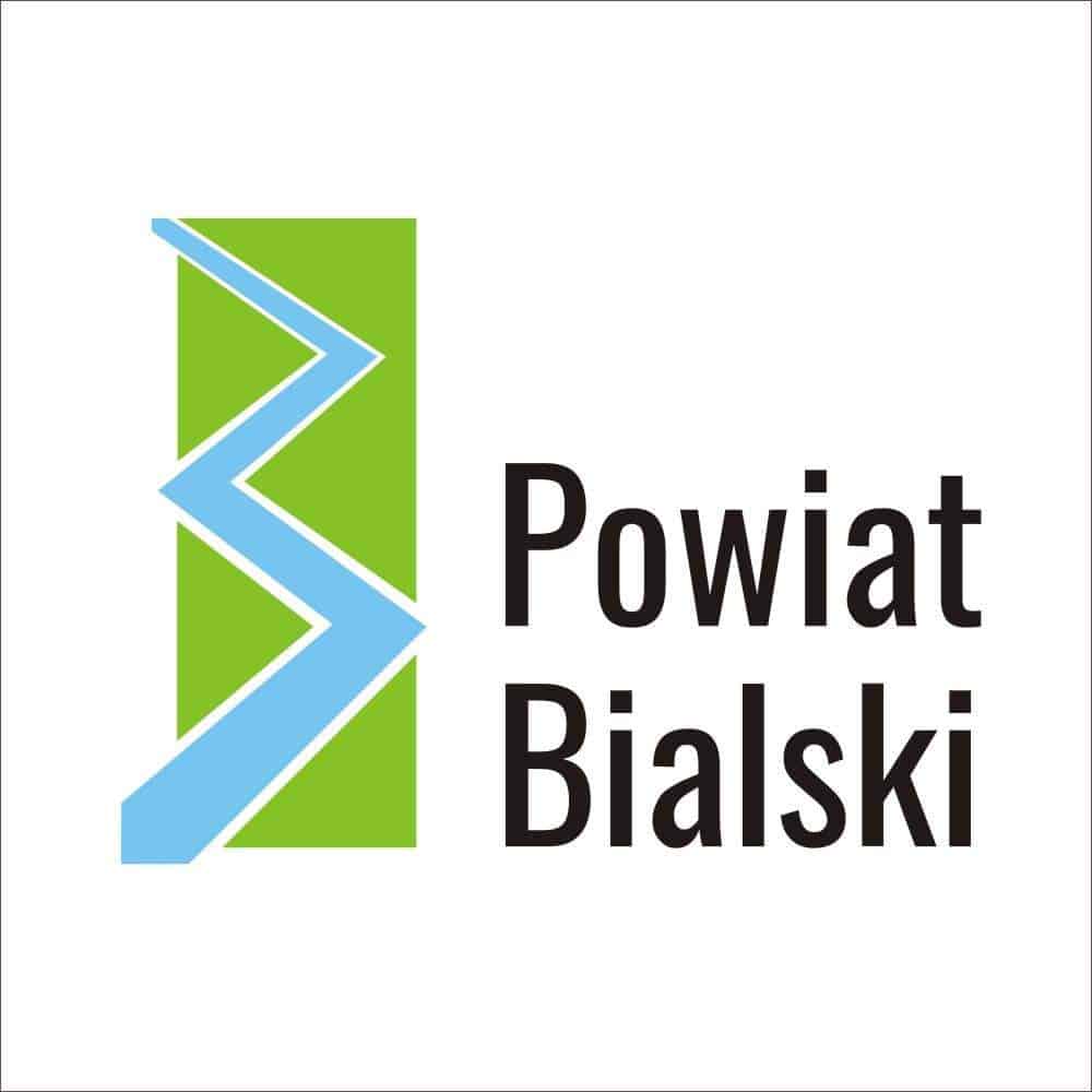 Logo powiat Bialski na białym tle.