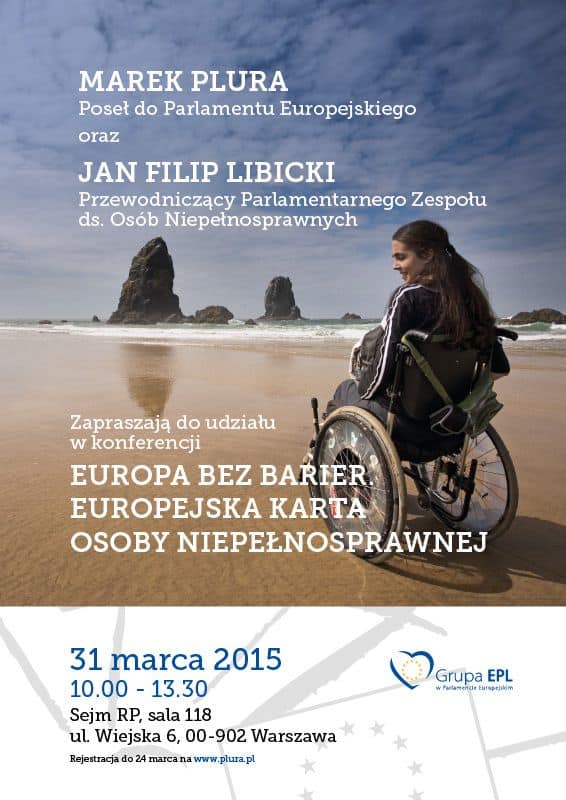 Plakat promujący konferencję Europa bez barier. Europejska Karta ON.