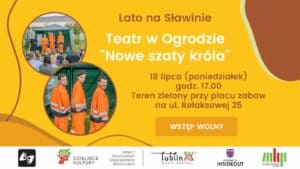 Plakat promujący Teatr w Ogrodzie "Nowe szaty króla"