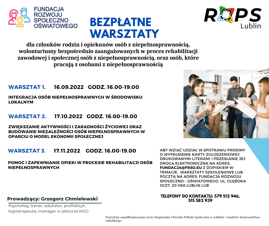 Plakat promujący bezpłatne warsztaty