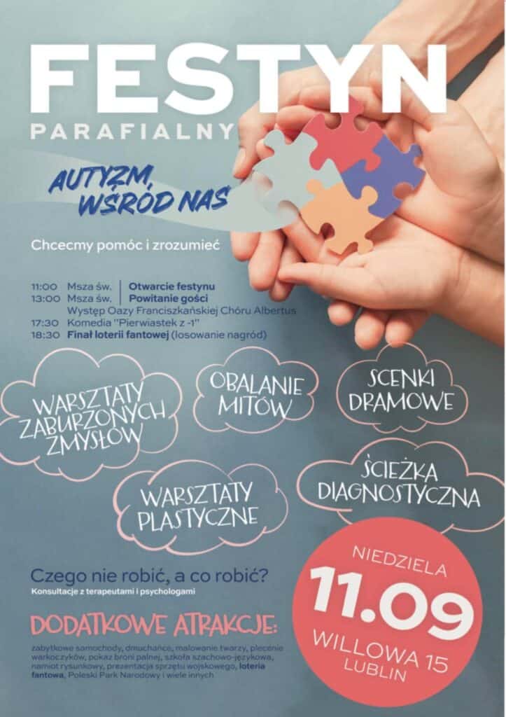 Plakat promujący festyn parafialny