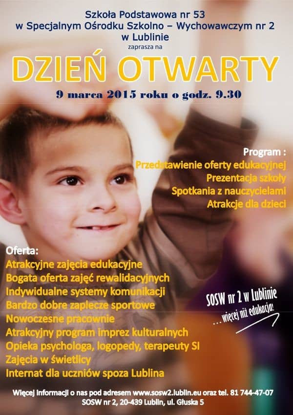 Plakat promujący Dzień Otwarty Szkoły Podstawowej nr 53