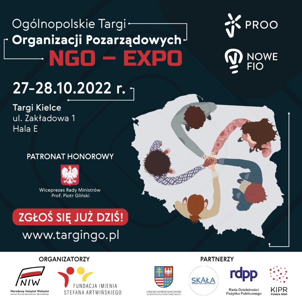 Plakat promujący wydarzenie Targi Organizacji Pozarządowych NGO-EXPO