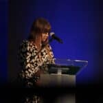 Pani Magdalena Ciozda (Koordynator Świetlicy Edukacyjno-Terapeutycznej oraz Klubu Międzypokoleniowego w Centrum Usług Społecznych w Opolu Lubelskim), podczas wystąpienia i prezentacji działalności prowadzonej przez Centrum Usług Społecznych w Opolu Lubelskim