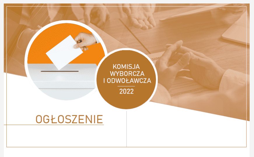 Baner promujący ogłoszenie naboru na członków Komisji Wyborczej i Odwoławczej