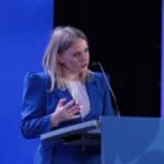 Anna Brzyska (Dyrektor Departamentu Zarządzania Regionalnym Programem Operacyjnym Urzędu Marszałkowskiego Województwa Lubelskiego) prezentuje szczegóły dotyczące przygotowania programu regionalnego „Fundusze Europejskie dla Lubelskiego 2021-2027”