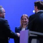 Anna Brzyska (Dyrektor Departamentu Zarządzania Regionalnym Programem Operacyjnym Urzędu Marszałkowskiego Województwa Lubelskiego) w towarzystwie Zbigniewa Wojciechowskiego (Wicemarszałek Województwa Lubelskiego)