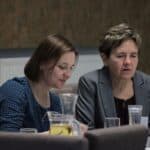 Siedzą od lewej: Aneta Jaszczuk (Stowarzyszenie Synergia), Dorota Ławecka (Członek Zarządu Stowarzyszenia Synergia)