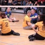 Zawodnicy drużyny Instytutu Pedagogiki: z nr 2 dr Agnieszka Bochniarz, z nr 9 dr hab. Stanisława Byra, dr hab Arkadiusz Bereza -