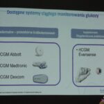 Slajd pt. "Dostępne systemy ciągłego monitorowania glukozy", pochodzący z prezentacji Pani Agnieszki Betlej