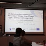 Slajd tytułowy prezentacji pt. "Oferta kulturalno-edukacyjna do wystawy 'Magia Starożytnego Egiptu' dostępna dla wszystkich"