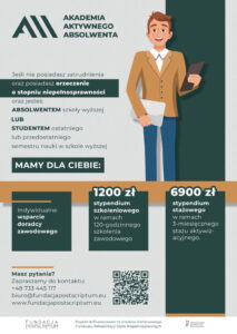 Plakat informacyjny dot. projektu "Akademia Aktywnego Absolwenta"
