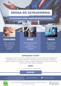 Plakat informacyjny dot. projektu "Droga do zatrudnienia"