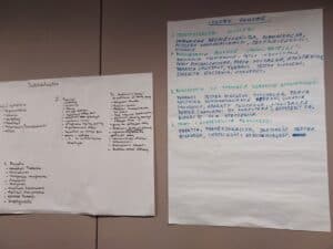 Plansze z efektami pracy grupowej nad niepełnosprawnościami słuchu oraz intelektualną