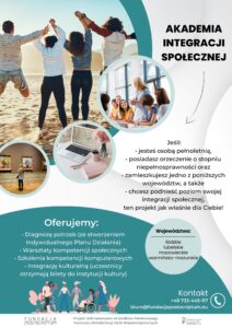 Plakat informacyjny dot. projektu "Akademia Integracji Społecznej"